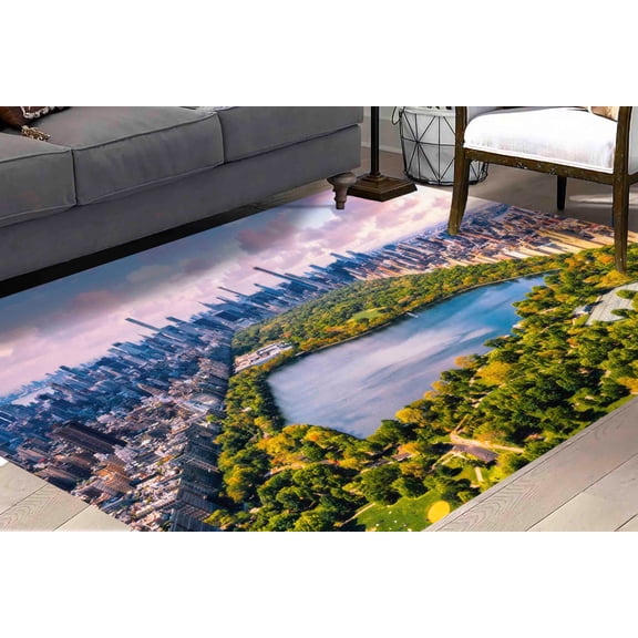 Central Park Rug, NYC Rug, City Landscape Rugs, View Rug, Bath Rug, Cool Rug, Non Slip Rug, Gift For The Home, Hallway Rug, Pattern Rug, 2'x3' - 60x90 cm