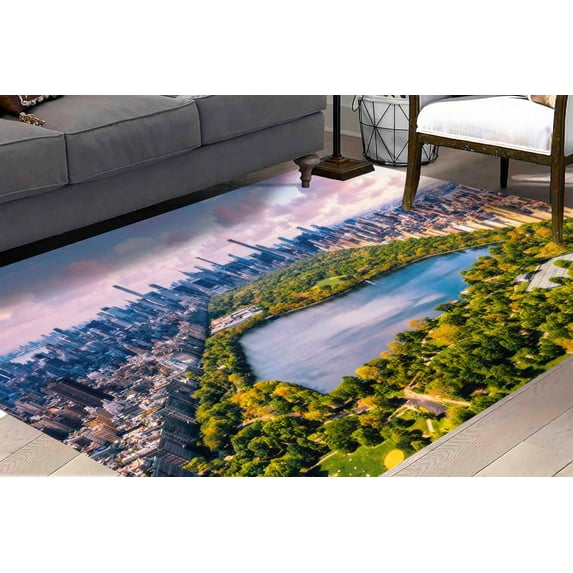Central Park Rug, NYC Rug, City Landscape Rugs, View Rug, Bath Rug, Cool Rug, Non Slip Rug, Gift For The Home, Hallway Rug, Pattern Rug, 3.3'x9.2' - 100x280 cm