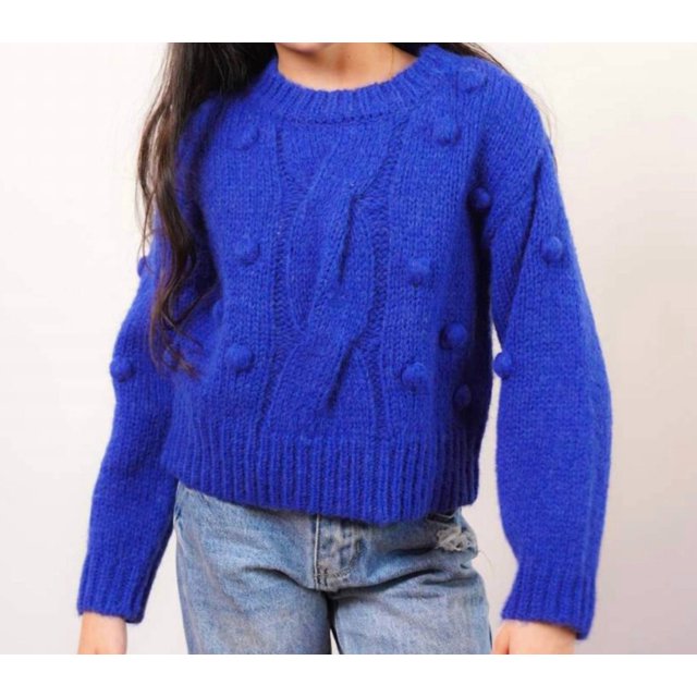 Central Park West Girl's Popcorn Stitch Pullover