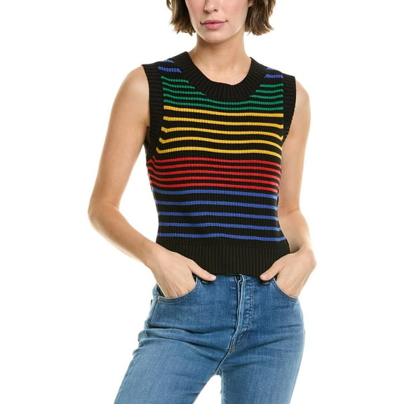 Central Park West womens  Arie Rainbow Stripe Sweater, xs, Black