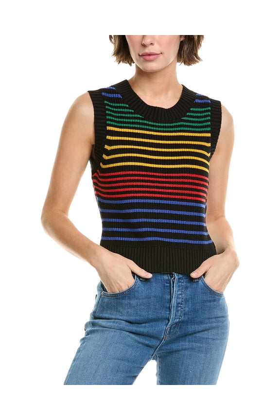 Central Park West womens Arie Rainbow Stripe Sweater, xs, Black