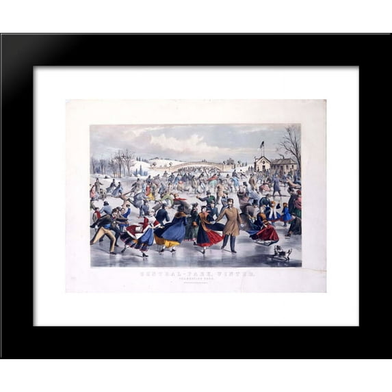 Central Park, Winter. The Skating Pond 20x24 Framed Art Print by Currier and Ives
