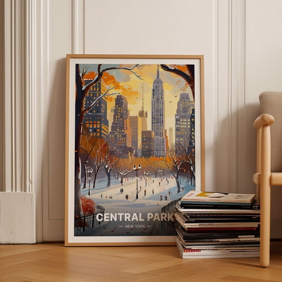 Central Park Winter Wonderland New York City Decor, Unframed Canvas 12x16in