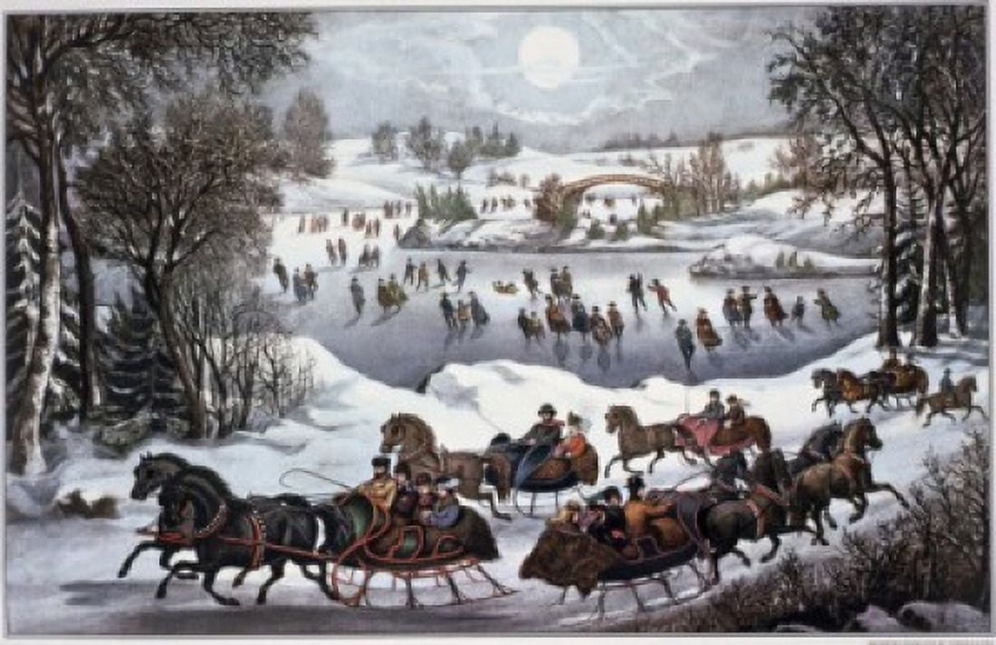 Central Park in Winter Currier & Ives (Active 1857-1907 American) Canvas Art - Currier & Ives (18 x 24)