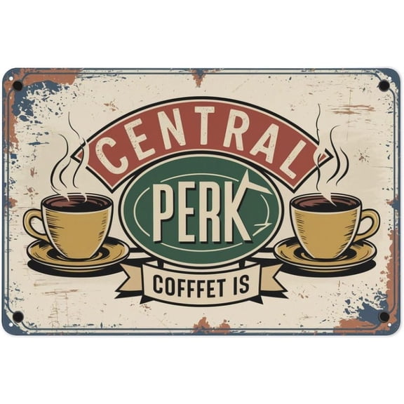 Central Perk Coffee Shop Vintage Friends TV Show Metal Sign print Suitable for room bathroom cave bar cafe garage garden and outdoor decoration 8X12 inch
