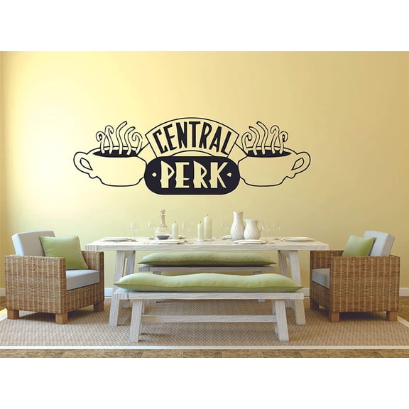 Central Perk Logo FRIENDS TV Show Series Quote Television Wall Stickers Decor Design for Boys/Girls Bedroom Entertainment Fans Rooms Home Art Murals Decals Wall Art Vinyl Decoration Size (16x20 inch)
