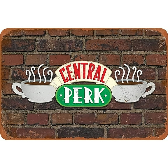 Central Perk Vintage Metal Signs, Retro Tin Sign Poster Plaque Wall Decor For Bar Cafe Garden Bedroom Office Hotel, 8x12inch