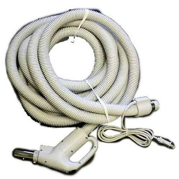 Compatible with Central Vac Hose Assy 30ft Dual Switching Crushproof Electric Gas Pump-Grey