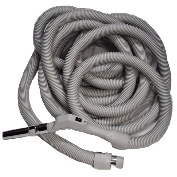 Central Vac Hose Assy 40Ft Low Voltage Crushproof Hose with Switch-Grey