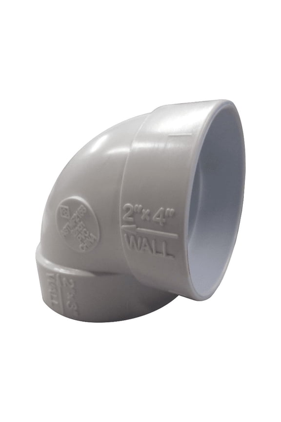 Central Vacuum 2" PVC Pip 90 Degree Short Elbow