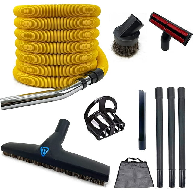 Central Vacuum Garage Hose Kit with 35Foot Yellow Crushproof Hose and