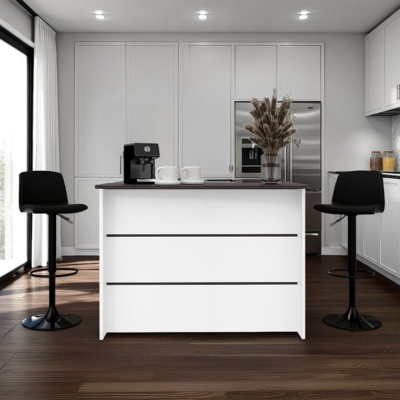 Central kitchen island with modern design, ample storage space Wenge and White