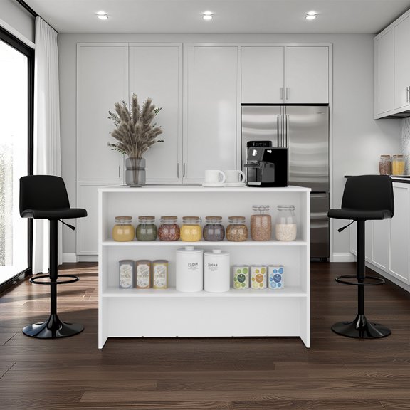 Central kitchen island with modern design, ample storage space