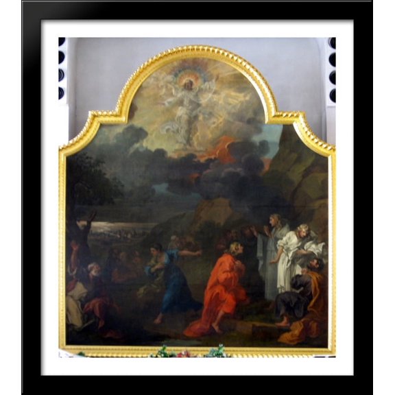 Central panel of the altar triptych, St Nicholas, Bristol 28x32 Large Black Wood Framed Print Art by William Hogarth