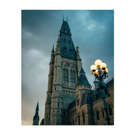 Centre Block, Ottawa - Ottawa Ontario Canada Photography Architecture Cityscape Travel Poster Vintage Night Sky Scenic Unframed Wall Art Print 24 x 32 inches