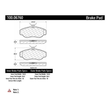 Centric 100.06760 OE Formula Brake Pads w/Hardware