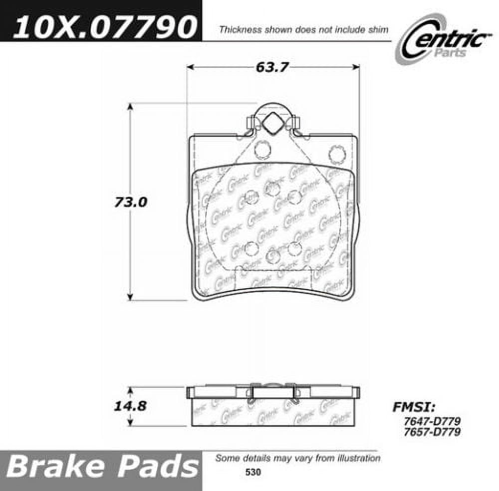 Centric 105.0779 Posi-Quiet Ceramic Brake Pad with Shims