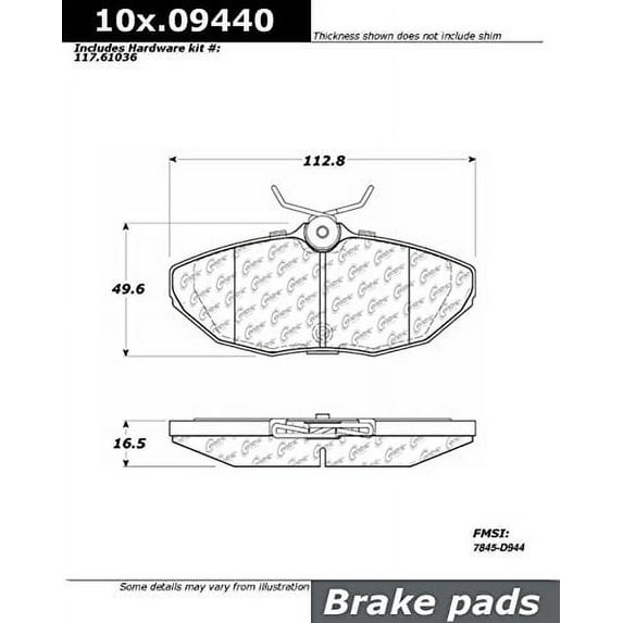 Centric 105.0944 Posi-Quiet Ceramic Brake Pad with Shims