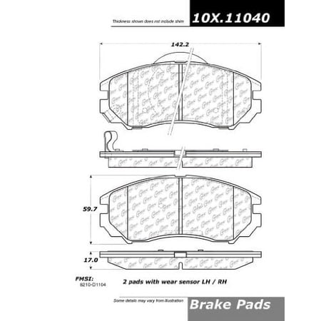 Centric 105.1104 Posi-Quiet Ceramic Brake Pad with Shims