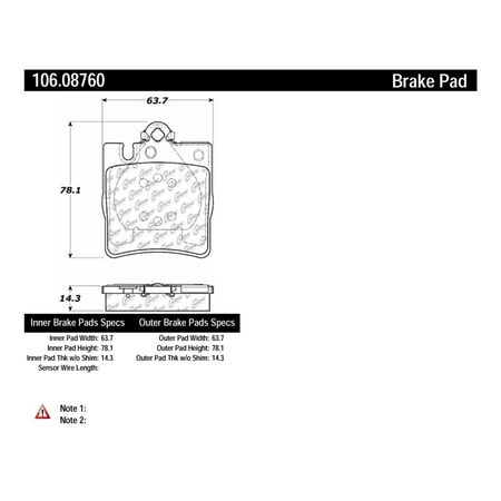 Centric 106.08760 Centric Posi-Quiet Extended Wear Semi-Metallic Disc Brake Pad Sets