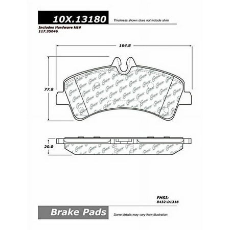 Centric 106.13180 Posi Quiet Premium Extended Wear Brake Pad with Hardware