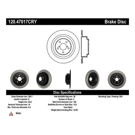 Centric 120.47017 Premium Brake Rotor Fits select: 2000-2004 SUBARU LEGACY, 2003-2006 SUBARU BAJA