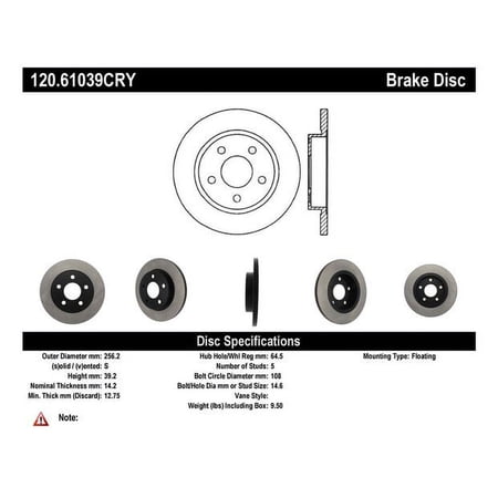 Centric 120.61039 Premium Brake Rotor