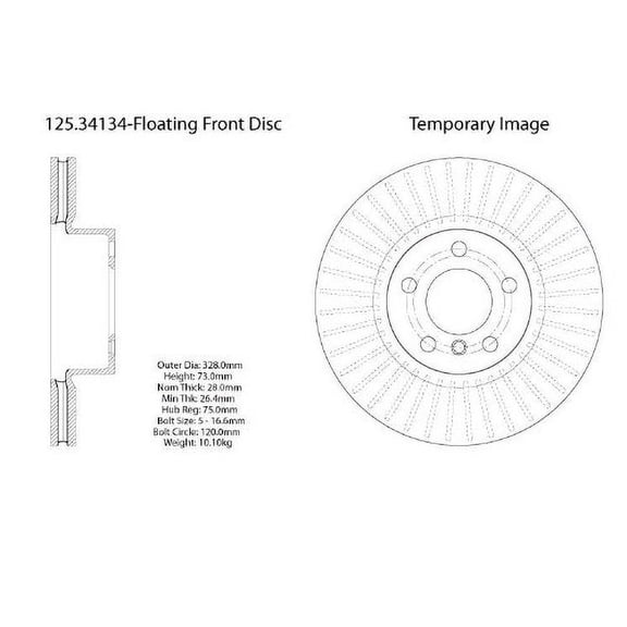 Centric 125.34134 Disc Brake Rotor Fits select: 2011-2017 BMW X3, 2015 BMW X4