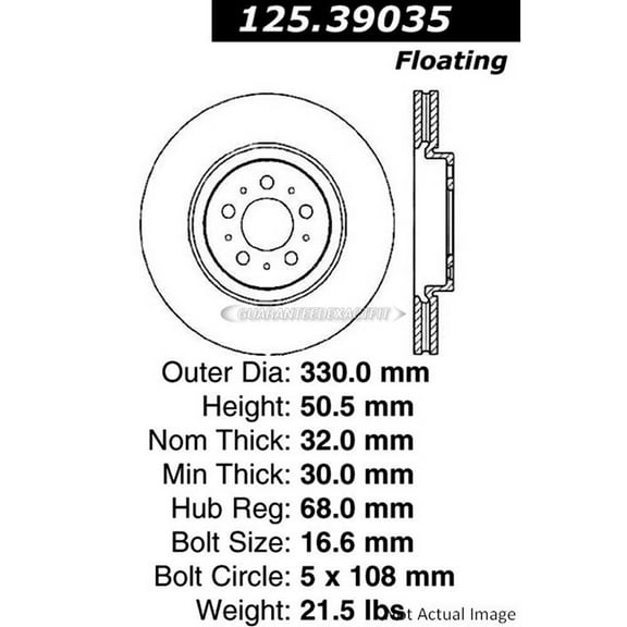 Centric 125.39035 Disc Brake Rotor Fits select: 2004-2007 VOLVO V70, 2004-2007 VOLVO S60 R