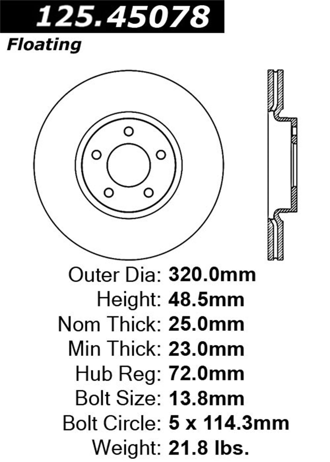 Centric 125.45078 Front Brake Rotor