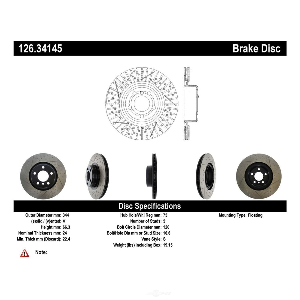Centric 126.34145 OE Type Slotted Brake Disc-Preferred Fits select: 2012-2015 BMW 328, 2014-2016 BMW 428