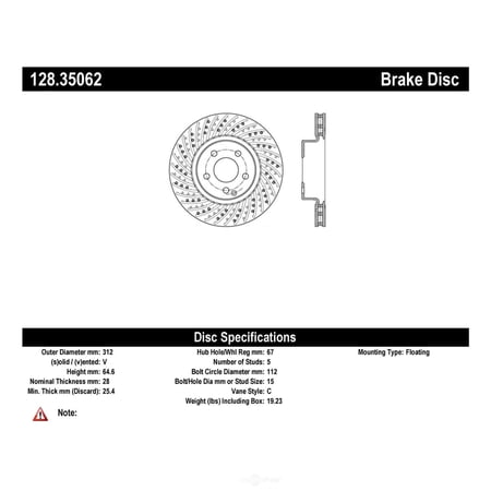 Centric 128.35062 OE Type Drilled Disc-Preferred Fits select: 2006 MERCEDES-BENZ E 350 WAGON, 2003 MERCEDES-BENZ E