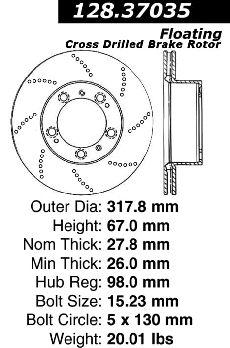 Centric 128.37035 Premium Brake Rotor Fits select: 2006 PORSCHE 911, 2007 PORSCHE 911 NEW GENERATION