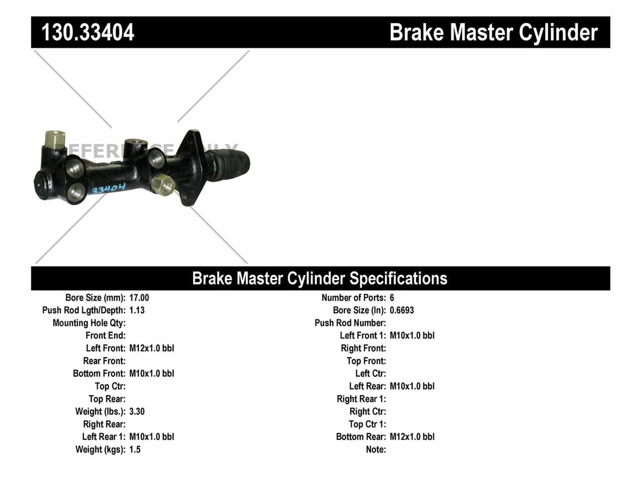 Centric 130.33404 Centric Premium Brake Master Cylinders Fits select: 1975 VOLKSWAGEN RABBIT