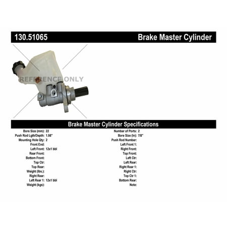 Centric 130.51065 Premium Master Cylinder - Preferred Fits select: 2017-2018 KIA FORTE, 2013-2017 HYUNDAI ELANTRA GT