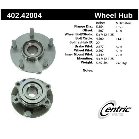 Centric (402.48000) Wheel Hub Assembly Fits select: 2016-2017 NISSAN ROGUE, 2013-2019 NISSAN SENTRA