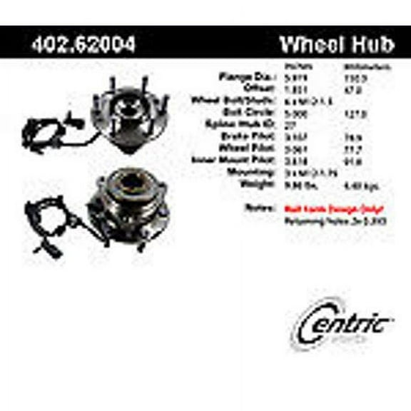 Centric 402.62004E Standard Axle Bearing and Hub Assembly Fits select: 2002-2009 CHEVROLET TRAILBLAZER, 2002-2009 GMC ENVOY