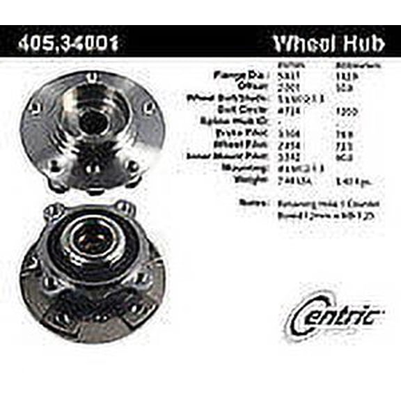 Centric 405.34001E Front Wheel Bearing And Hub Assembly Fits select: 2008-2010 BMW 528, 2004-2007 BMW 530