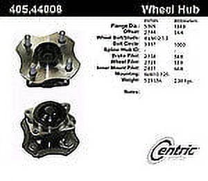 Centric 405.44008E Rear Wheel Hub And Bearing Assembly Fits select: 2000-2005 TOYOTA ECHO