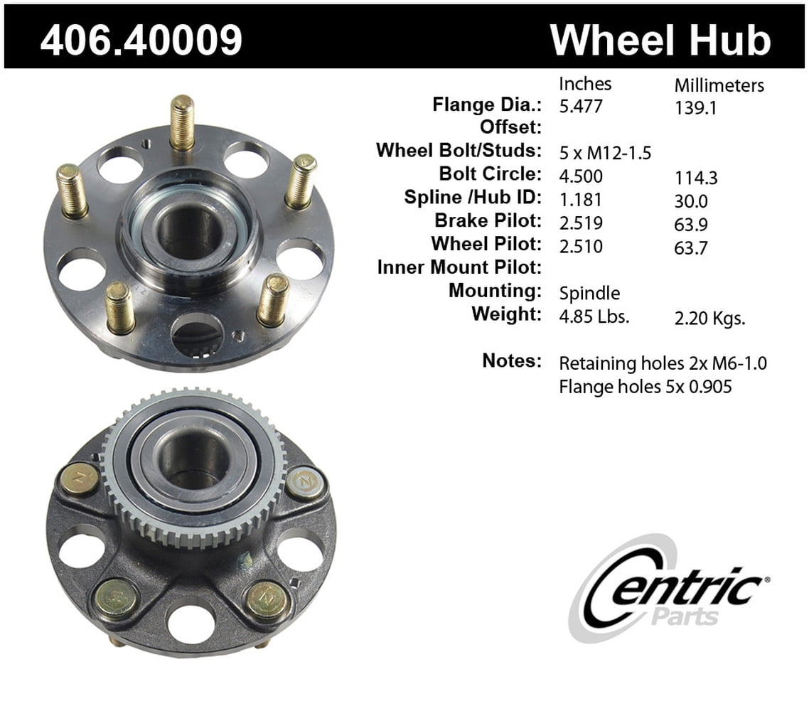 Centric (406.40010) Wheel Hub Assembly Fits select: 2003-2007 HONDA ACCORD, 2006 ACURA 3.2TL