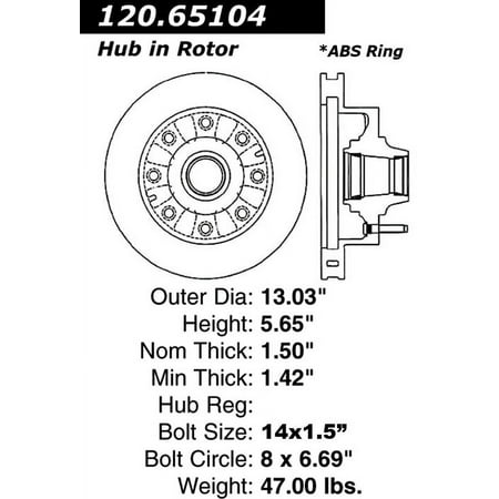 Centric Brake Rotor, #120-65104 Fits select: 2003-2004 FORD F250, 2003-2004 FORD F350