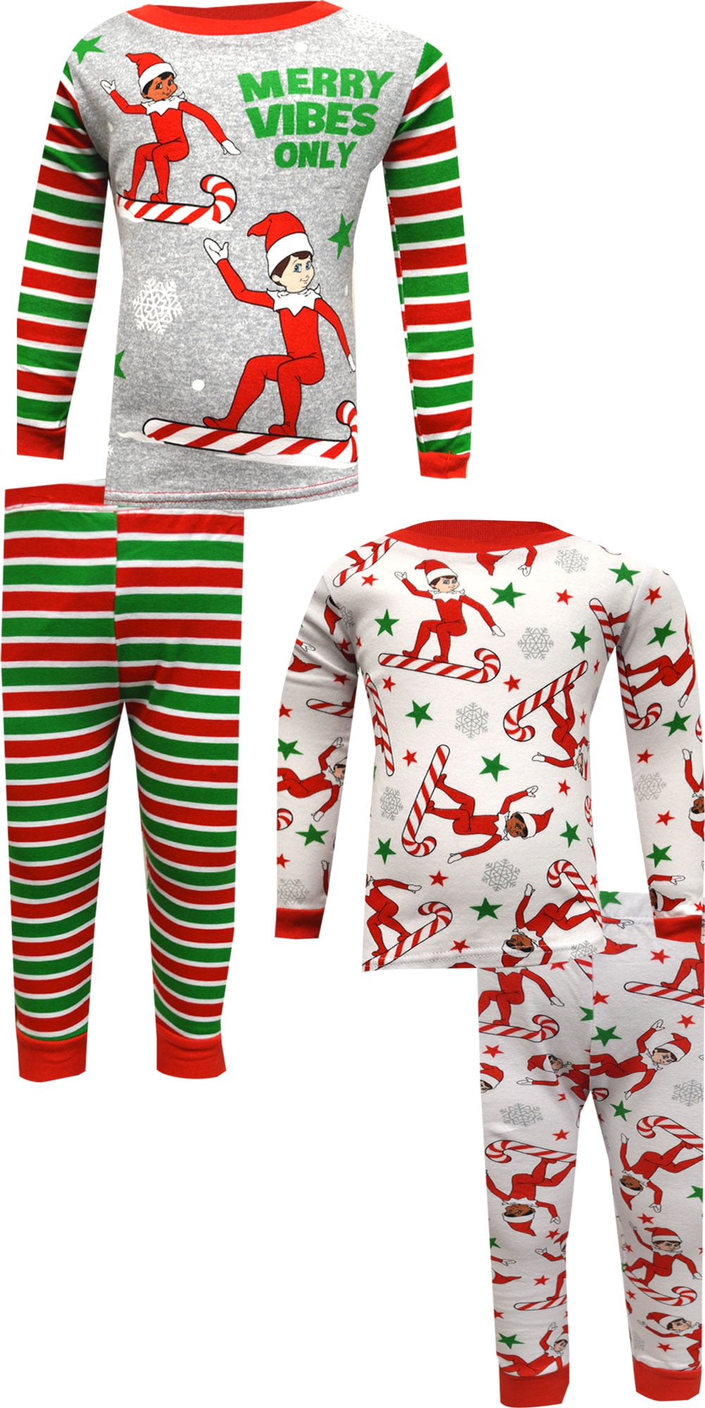 Centric Brands Boys' Elf on the Shelf Merry Vibes Only 4 Piece Cotton Pajamas (10)