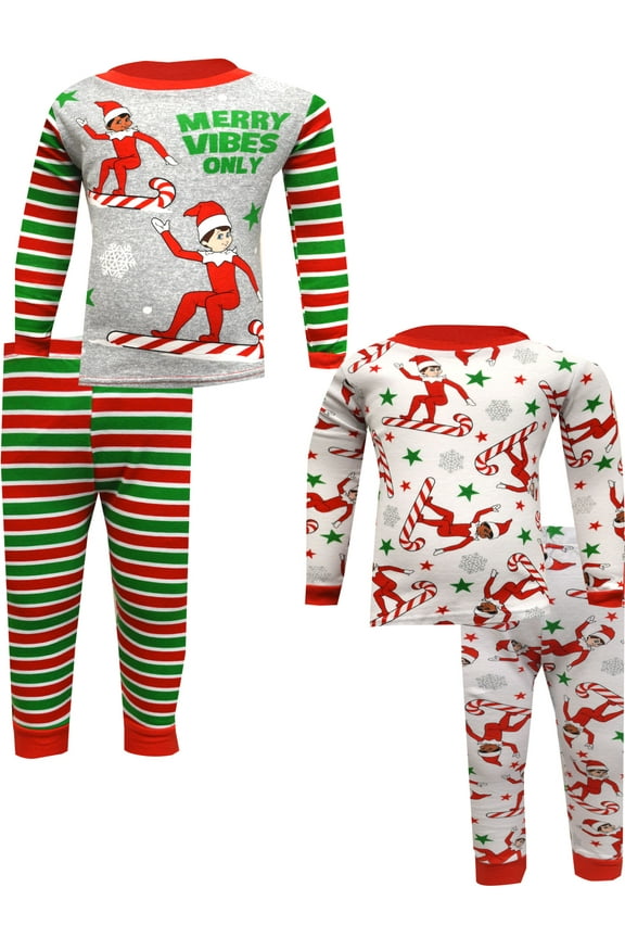Boys Elf on the Shelf Merry Vibes Only 4 Piece Cotton Pajamas (4)