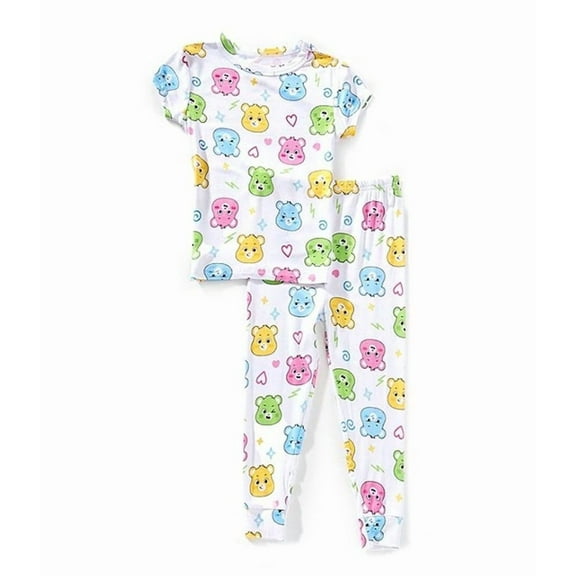 Centric Brands Care Bears Girls' Pajama Set Short Sleeve Top & Pants Sizes 2T4T Soft Viscose Spandex Blend Sleepwear