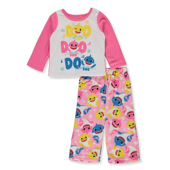 Centric Brands Girls Baby Shark Pink Fleece Infant Pajamas (12 Month)