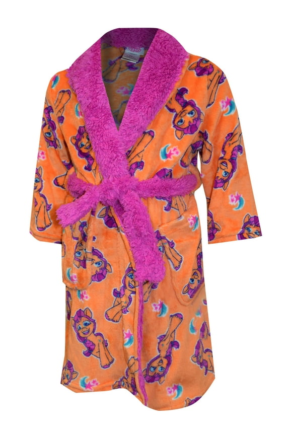 My Little Pony Girls Plush Orange & Pony Robe House Coat Size 3T