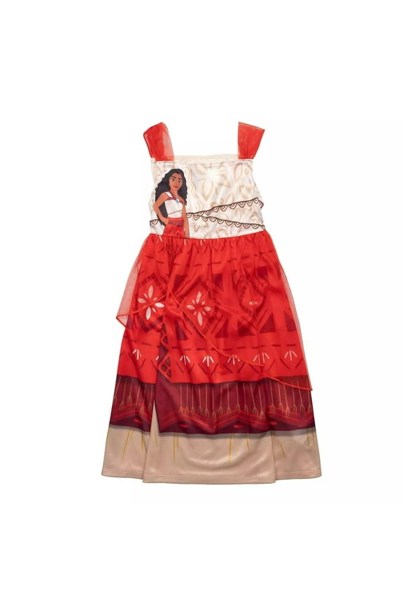 Moana Girls Nightgown Short Sleeve Sleep Dress Featuring Moana Soft Polyester Sizes 4, 6, 8, 10