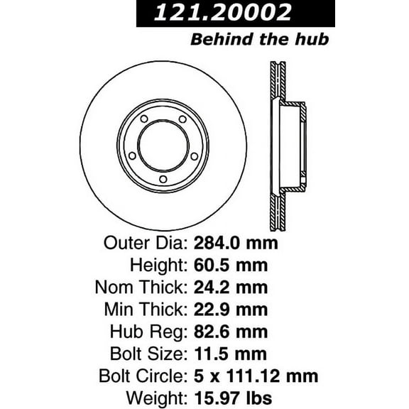 Centric C-Tek Brake Rotor, #121-20002 Fits select: 1987-1996 JAGUAR XJS, 1973-1987 JAGUAR XJ6