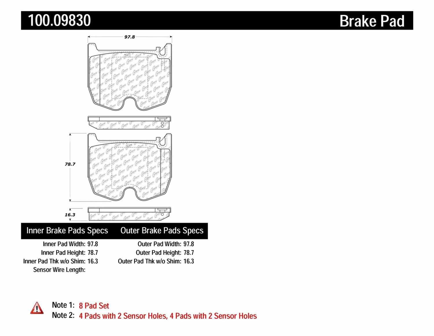 Centric Parts 100.09830 Centric OEM Formula Disc Brake Pads