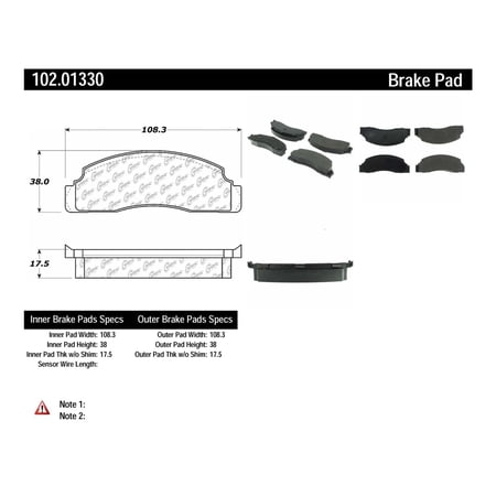 Centric Parts 102.01330 102 Series Semi Metallic Standard Brake Pad